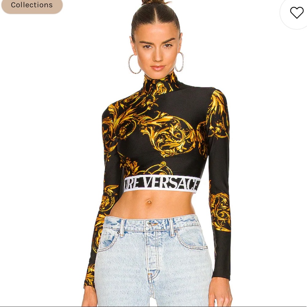 Versace Black and Gold Long Sleeve Top